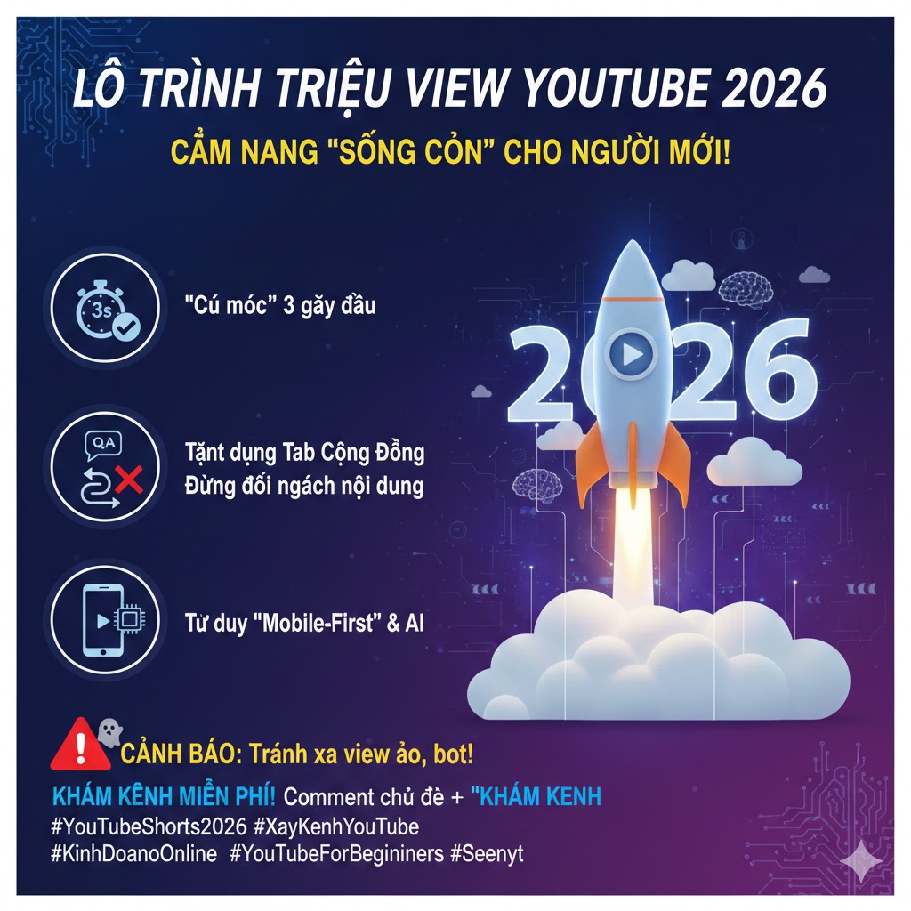 LỘ TRÌNH TRIỆU VIEW YOUTUBE 2026: CẨM NANG "SỐNG CÒN" CHO NGƯỜI MỚI! 